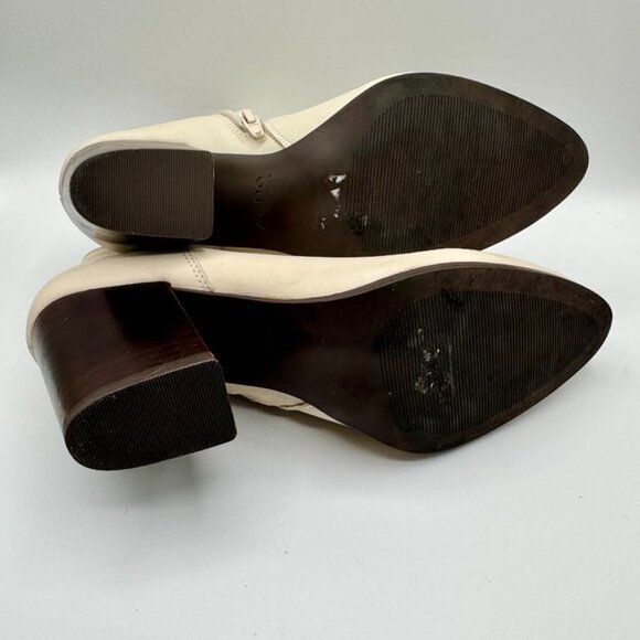 Aldo Ivory Genuine Leather Stacked Heel Boots Booties Size 9 - Picture 7 of 7